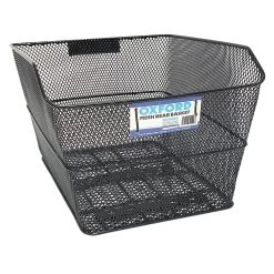 Oxford Mesh Rear Rack Basket With Fittings - Black - 1 Size