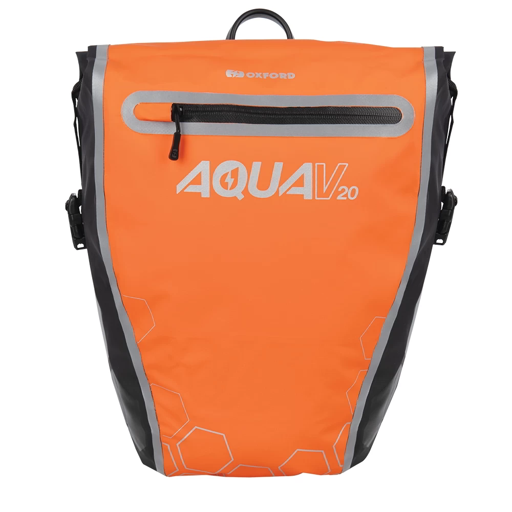 Oxford Aqua V 20L Single QR Pannier Bag - Orange/Black - Image 2