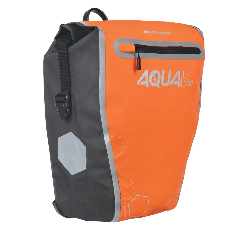 Oxford Aqua V 20L Single QR Pannier Bag - Orange/Black - Image 3