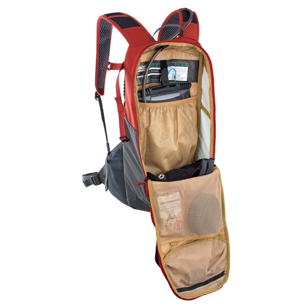 Evoc Ride Performance Backpack 12 + 2 Litre Bladder - Chili Red/Grey - Image 7